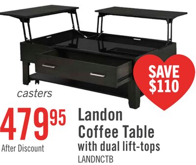 Landon 48" Modern Lift Top Coffee Table With Storage, Shelf and Casters - Dark Brown