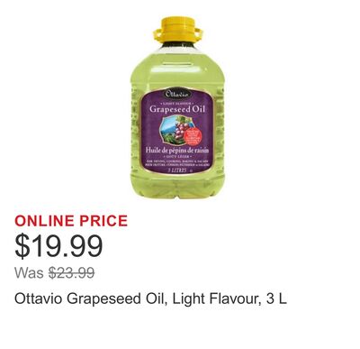 Ottavio Grapeseed Oil, Light Flavour, 3 L