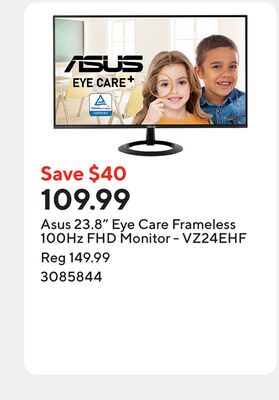 Asus 23.8" Eye Care Frameless 100Hz FHD Monitor - VZ24EHF