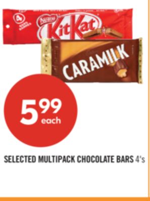 SELECTED MULTIPACK CHOCOLATE BARS