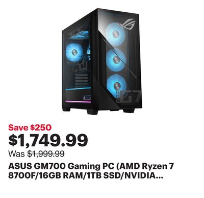 ASUS GM700 Gaming PC (AMD Ryzen 7 8700F/16GB RAM/1TB SSD/NVIDIA GeForce RTX 5060/Windows 11)