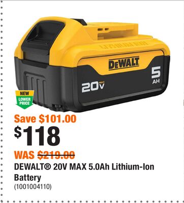 DEWALT® 20V MAX 5.0Ah Lithium-Ion Battery