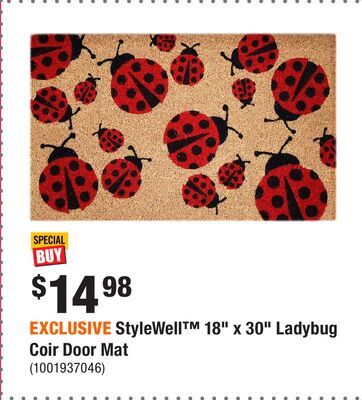 EXCLUSIVE StyleWell™ 18" x 30" Ladybug Coir Door Mat