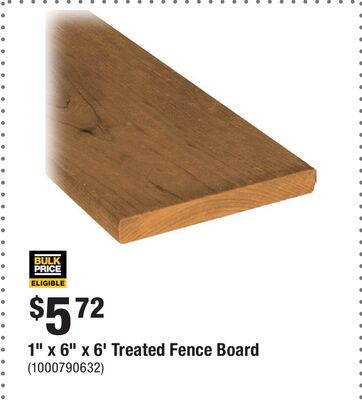 1" x 6" x 6' Treated Fence Board