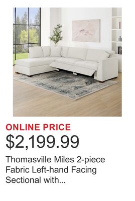 Thomasville Miles 2-piece Fabric Left-hand Facing Sectional with Power Footrests