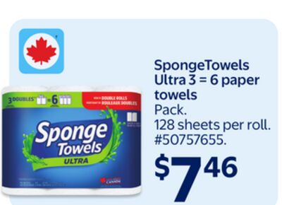 SpongeTowels Ultra 3 = 6 paper towels