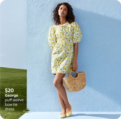 George Puff Sleeve Bow Tie Dress