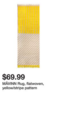 MÄVINN Rug, flatwoven, yellow/stripe pattern