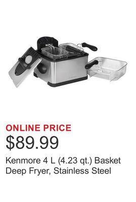 Kenmore 4 L (4.23 qt.) Basket Deep Fryer, Stainless Steel