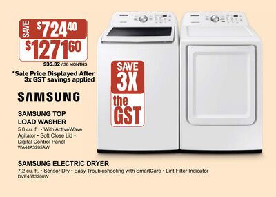 SAMSUNG TOP LOAD WASHER | SAMSUNG ELECTRIC DRYER