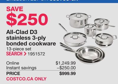 All-Clad D3 stainless 3-ply bonded cookware 13-piece set