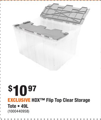 EXCLUSIVE HDX™ Flip Top Clear Storage Tote • 49L