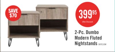2-Pc. Dumbo Modern Fluted Nightstands