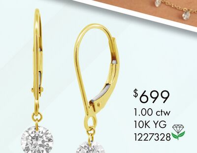 Pierced by Light Lab Grown 1.00CTW Diamond Dangle Earrings in 10K Yellow Gold