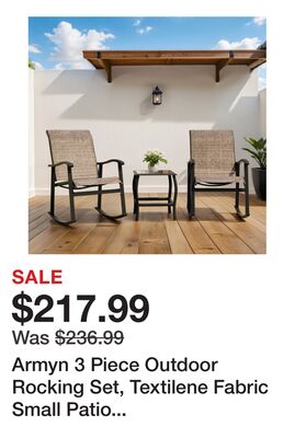 Armyn 3 Piece Outdoor Rocking Set, Textilene Fabric Small Patio Furniture Set