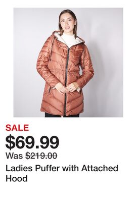 Ladies Puffer with Attached Hood