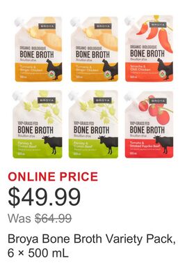 Broya Bone Broth Variety Pack, 6 × 500 mL