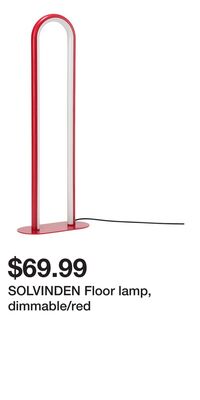 SOLVINDEN Floor lamp, dimmable/red