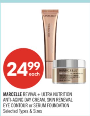 MARCELLE REVIVAL+ ULTRA NUTRITION ANTI-AGING DAY CREAM, SKIN RENEWAL EYE CONTOUR or SERUM FOUNDATION
