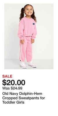 Old Navy Dolphin-Hem Cropped Sweatpants for Toddler Girls