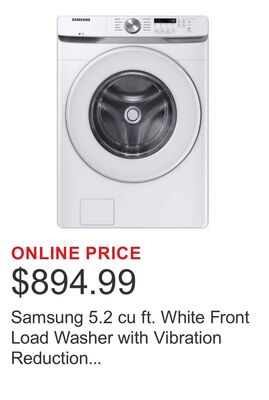Samsung 5.2 cu ft. White Front Load Washer with Vibration Reduction Technology