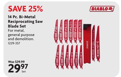 14 Pc. Bi-Metal Reciprocating Saw Blade Set