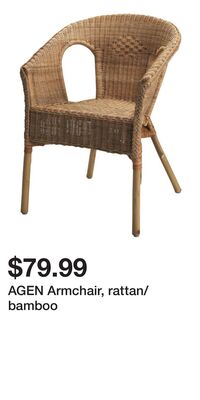 AGEN Armchair, rattan/bamboo