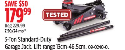 MotoMaster 3-Ton Standard-Duty Garage Jack.
