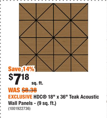 EXCLUSIVE HDC® 18" x 36" Teak Acoustic Wall Panels - (9 sq. ft.)
