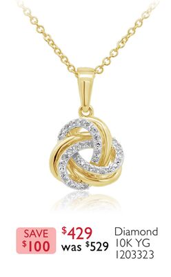 10K Yellow Gold Diamond Love Knot Pendant