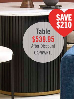 Kort & Co. Capri Round Dining Table with Marble-Look Top & Gold Accent, 47"W Round - Black & White