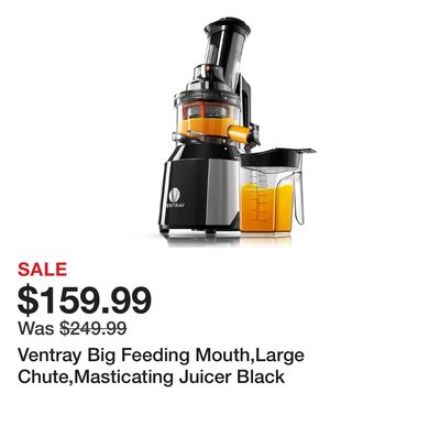 Ventray Big Feeding Mouth,Large Chute,Masticating Juicer Black