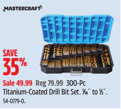 300-Pc Titanium-Coated Drill Bit Set. 1⁄16˝ to 1⁄2˝.