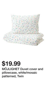 MÖJLIGHET Duvet cover and pillowcase, white/mosaic patterned, Twin