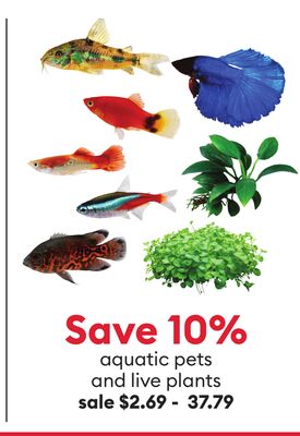 Save 10% aquatic pets and live plants