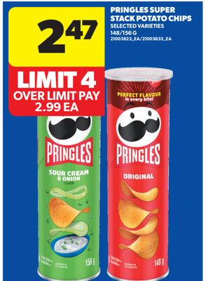 PRINGLES SUPER STACK POTATO CHIPS, 148/156 G