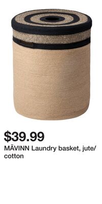 MÄVINN Laundry basket, jute/cotton