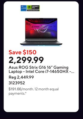 Asus ROG Strix G16 16" Gaming Laptop - Intel Core i7-14650HX - NVIDIA RTX 5060 GPU - 1 TB SSD - 16 GB RAM - Windows 11 Home - Eclips Grey