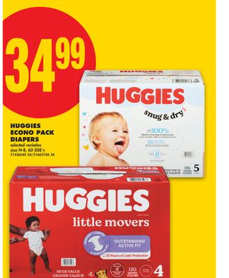HUGGIES ECONO PACK DIAPERS, 60-208's