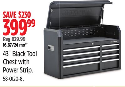MAXIMUM 43" Black Tool Chest with Power Strip