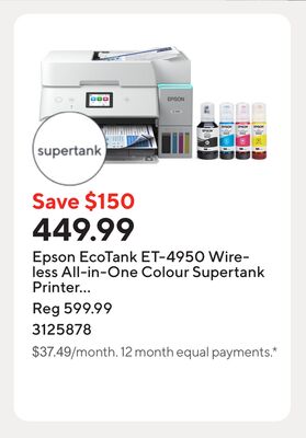 Epson EcoTank ET-4950 Wireless All-in-One Colour Supertank Printer ñ White