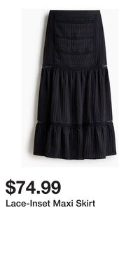 Lace-Inset Maxi Skirt