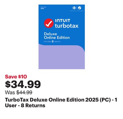 TurboTax Deluxe Online Edition 2025 (PC) - 1 User - 8 Returns