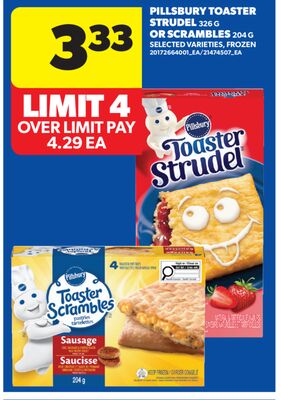 PILLSBURY TOASTER STRUDEL, 326 G OR SCRAMBLES, 204 G