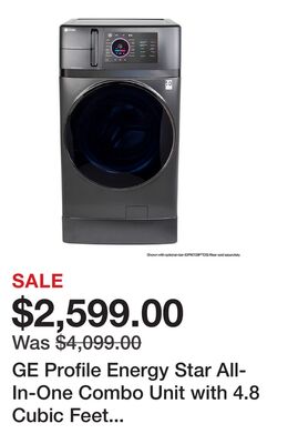 GE Profile Energy Star All-In-One Combo Unit with 4.8 Cubic Feet Smart Front Load Washer and 4.8 Cubic Feet Electric Dryer PFQ97HSPVDS
