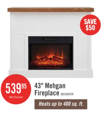 Mehgan 43.8" Modern Electric Fireplace - White & Brown Two Tone