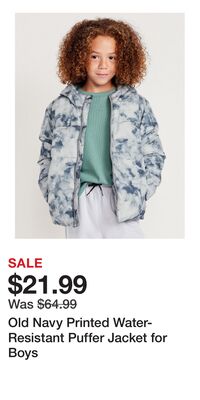 Old Navy Printed Water-Resistant Puffer Jacket for Boys