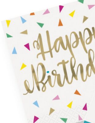 Bright Birthday Triangle "Happy Birthday" Foil Stamped Beverage Napkins