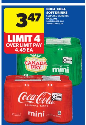 COCA-COLA SOFT DRINKS, 6X222 ML