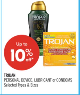 TROJAN PERSONAL DEVICE, LUBRICANT or CONDOMS